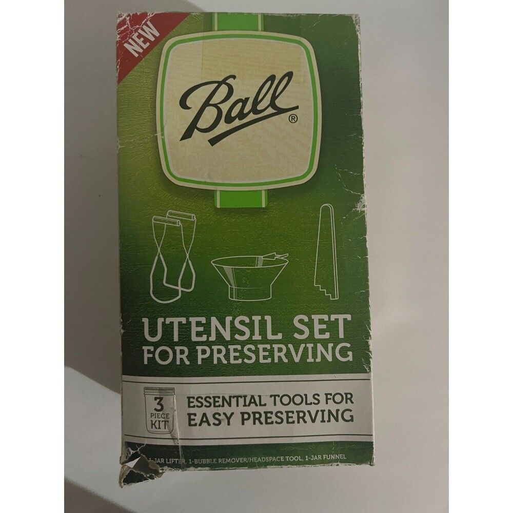 Ball 3-Piece Canning Preserving Utensil Set Jar Lifter Funnel Bubble Remover NEW